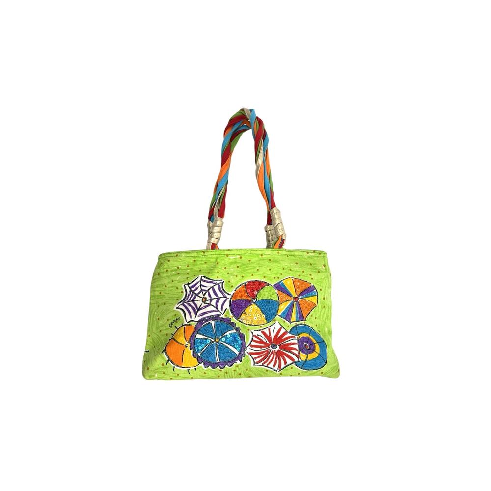 Sally Huss A Rainbow for Life Tote Bag Purple Beach Ball Umbrella Sequin Canvas